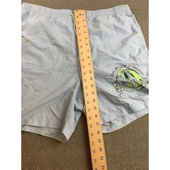 Coney Island Picnic LET'S PEACE IT TOGETHER Nylon Blue Shorts - Size Large - Picture 6 of 10